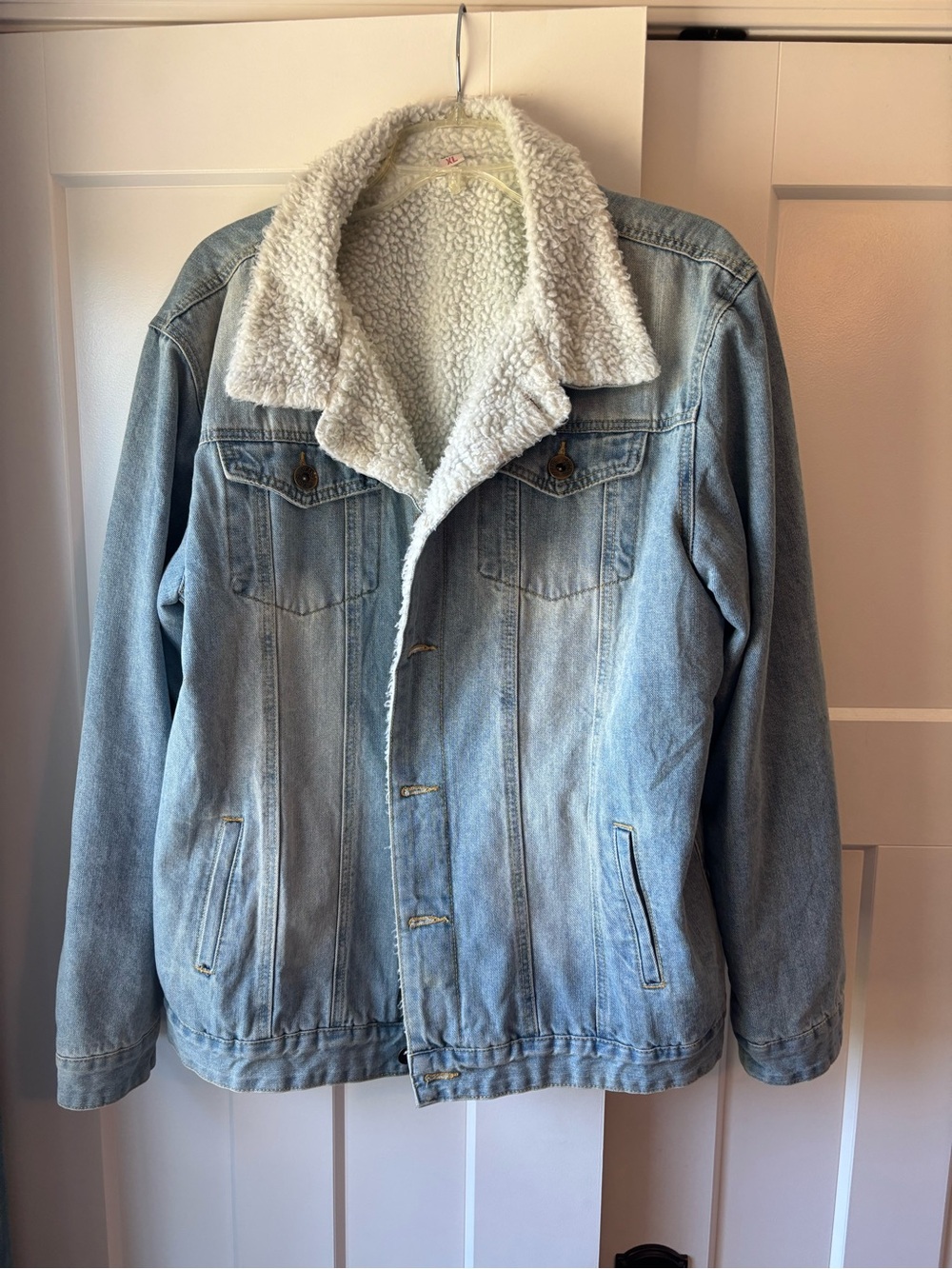 Light Blue Sherpa-Lined Denim Jacket - Men's